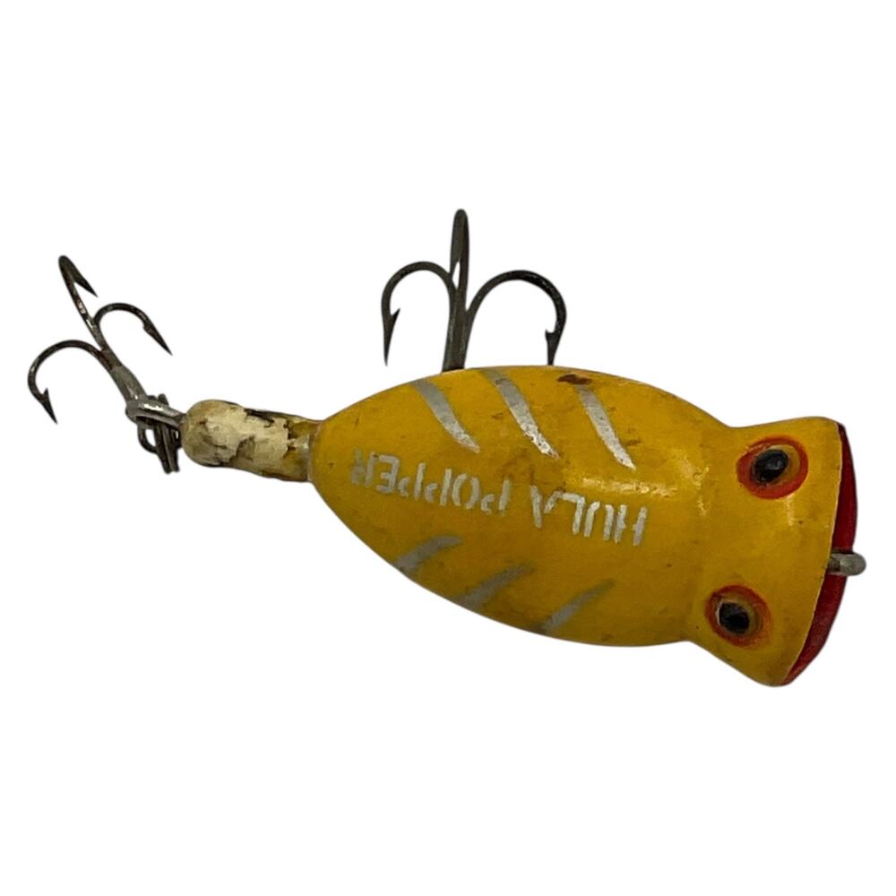 Vintage‎ Arbogast Hula Popper Yellow Red Mouth Topwater Fishing Lure